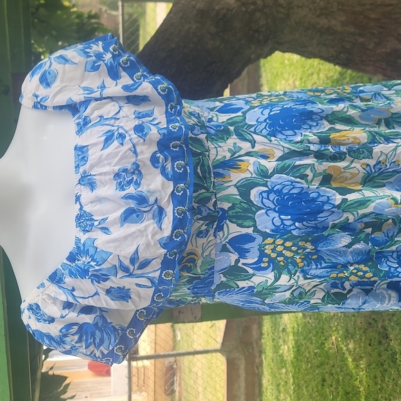 FLYING TOMATO rayon Bohemian floral high low hem summer dress large off shoulder - Picture 3 of 7